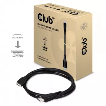 Club 3D CAC-1350 Mini-HDMI-na-HDMI 2.0 kabel, 4K60Hz, utikač/utikač, 1 m, crni