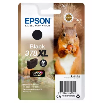 Epson Squirrel pojedinačno pakiranje crna 378XL Claria Photo HD tinta, visoki (XL) kapacitet, crna, pigmentna tinta, 11,2 ml, 1 komad, 500 stranica