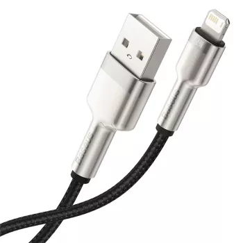 BASEUS Fast Charge Cafule kabel za prijenos podataka - USB Type-A na Lightning - 480 Mbit/s (2,4 A PD) - 1 m - crni