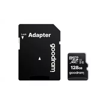 MicroSDXC flash memory GOODRAM 128GB UHS‑I Class 10 (read 100 MB/s, write 10 MB/s) with SD adapter