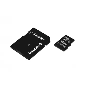 MicroSDXC flash memory GOODRAM 128GB UHS‑I Class 10 (read 100 MB/s, write 10 MB/s) with SD adapter