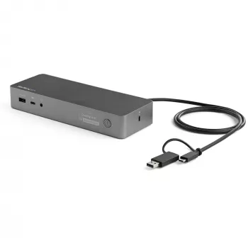 StarTech.com univerzalna dokirna stanica za prijenosna računala, hibridni USB-C i USB-A dock, dual 4K DP i HDMI, 100W PD, Mac / Windows / Chrome OS, 4x USB 5Gbps hub, GbE