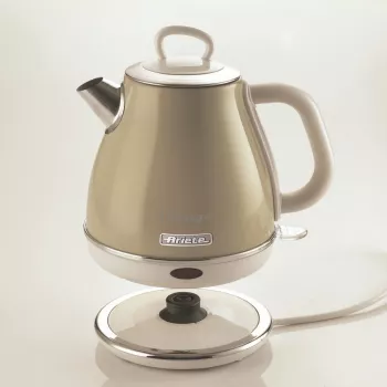 Ariete 2868 Vintage 1 L dizajn električno kuhalo od nehrđajućeg čelika za pripravke, čaj i biljne napitke, automatsko isključivanje, ergonomska ručka, 1 litra, 1600 W, svijetlo bež