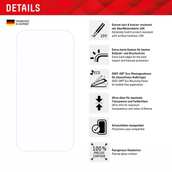 Displex Screen Protector + Case for Apple iPhone 15, Eco Mounting Frame, scratch resistant
