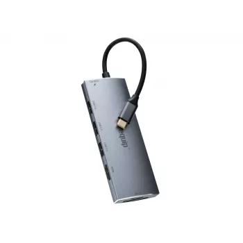 Equip 133482 USB-C 7-u-1 višenamjenski adapter, USB 3.2 Gen 1, HDMI 4K 30 Hz, 3x USB 3.0, SD/microSD, USB-C PD 100 W, aluminij