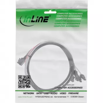 InLine Mini SAS HD kabel SFF-8643 na 4x SATA + Sideband 0,5m