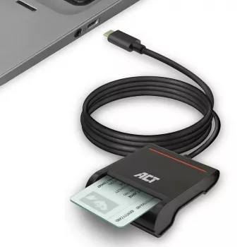 ACT vanjski USB-C čitač pametnih kartica eID, crni