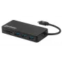Manhattan USB-C dock/hub s čitačem kartica, priključci (x3): USB-A (x3), 5 Gbit/s (USB 3.2 Gen1 alias USB 3,0), vanjsko napajanje nije potrebno, univerzalno za sve uređaje, SuperSpeed USB, crni, jamstvo tri godine