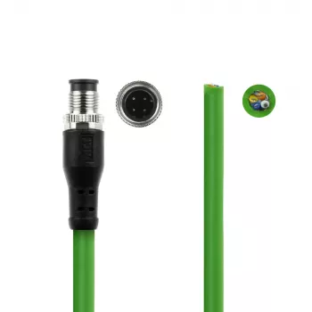 ACT Industrial 1,50 metara senzorski kabel M12D 4-polni utikač na otvoreni kraj, Superflex Xtreme TPE kabel, oklopljeni