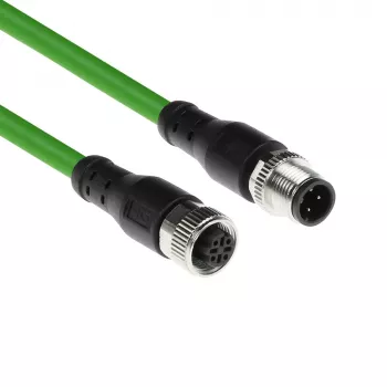 ACT Industrial 1,50 metara senzorski kabel M12D 4-polni utikač na M12D 4-polnu utičnicu, Superflex Xtreme TPE kabel, oklopljeni