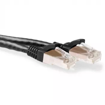 ACT crni 3 metra LSZH SFTP CAT6A patch kabel bez zapornog jezička s RJ45 utikačima