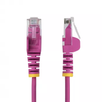 StarTech.com 15m ružičasti tanki CAT6 Ethernet kabel, RJ45 utikač protiv zapinjanja, 100W PoE, UTP, LSZH, 28AWG čisti goli bakar, tanki RJ45 mrežni patch kabel sa zaštitom od opterećenja, pojedinačno ispitan