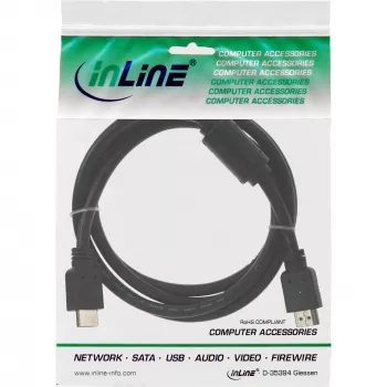 InLine HDMI kabel High Speed utikač + ferit crni 1,8 m, 1,8 m, HDMI Type-A (standard), HDMI Type-A (standard), crni