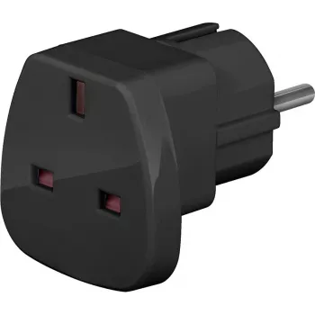 Wentronic Goobay putni adapter, crni - UK utikač > tip F (tip F, CEE 7/7) (94271)