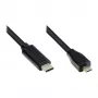 Priključni kabel USB 2.0, USB-C™ utikač na USB 2.0 Micro B utikač, CU, crni, 1 m, Good Connections® (GC-M0122)