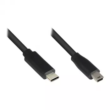 USB 2.0 priključni kabel, USB-C(TM) utikač na Mini-B 5-pin utikač, crni, 3m, Good Connections (3310-CM030)