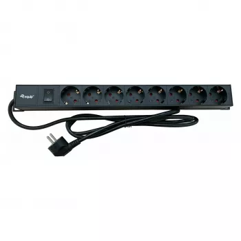 Produžni kabel s utičnicama EQUIP 19 inch 90° CEE7/7 na 8x Schuko utičnica s prekidačem, aluminij