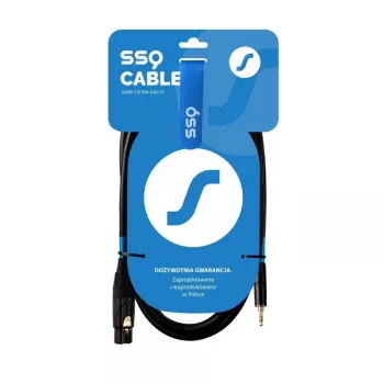 XLR (3-pin) utičnica na 3,5 mm TRS stereo jack utikač kabel SSQ XLRMi0.5 0,5 m, simetrični, 85Ω ±5Ω, 2×0,23 mm², crni