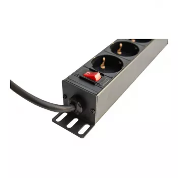 Good Connections produžni kabel s utičnicama 10 - 1HE - Schutzkontakt utikač na 4x Schutzkontakt utičnica - s prekidačem - zaštita za djecu - aluminijski profil - crni