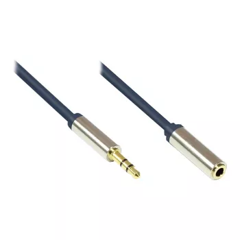 Audio priključni kabel High-Quality 3,5mm, jack utikač na jack utičnicu kućište od punog metala, tamnoplavi, 3m, Good Connections (GC-M0054)