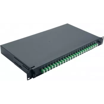 Helos 375555 19" Fibre Optic Splice Box, 24x LC/APC Duplex OS2, Splice-Ready, Black