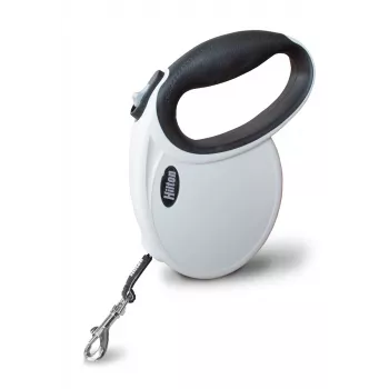Hilton Smart Dog Tape M automatski povodac — 4 m, za pse do 20 kg, bijelo-crni