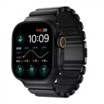 NOMAD Stratos Band - titanska narukvica za Apple Watch 49mm s FKM (crni titan, crni FKM)