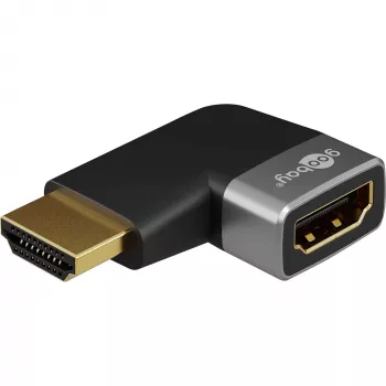 Goobay 72010 HDMI kutni adapter 90° horizontalni, 8K 60 Hz, pozlaćeni, crno/srebrni