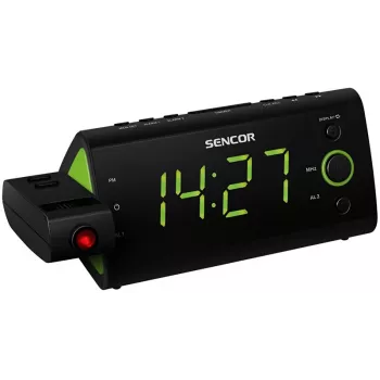 Sencor SRC 330GN clock radio with time projector, FM radio, LED display, Green/Black