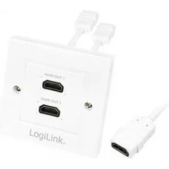LogiLink AH0015 HDMI zidna utičnica, 2 porta, bijela