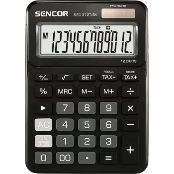 Calculator SENCOR SEC 372BK 12-digit LCD basic desktop calculator, battery-powered