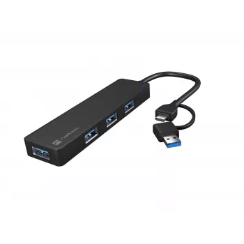 USB hub NATEC Mayfly USB 3.2 Gen 1 Type-A Type-C 5000 Mbit/s crni