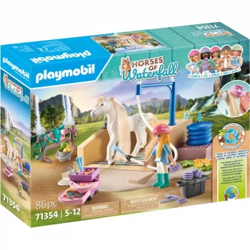 Playmobil Horses of Waterfall – stanica za pranje s Isabellom i lavicom – igra kao da i kreativna igra za djecu od 5 do 10 godina – Fat Brain Toys