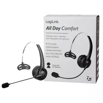 LogiLink BT0075 Bluetooth 6.0 mono slušalice s mikrofonom na savitljivom držaču, crne