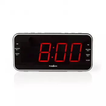 Nedis CLAR004BK radio budilica s LED zaslonom, FM tunerom, dvostrukim alarmom, projekcijom, AUX, crna