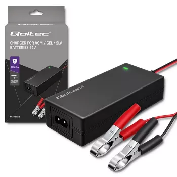 Qoltec automatski punjač baterija za AGM GEL STD | ispravljač 12V | 2A | 24W | LED | kabel 1,8m