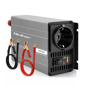 Qoltec MS Wave Power pretvarač 12V na 230V 300/600W USB kompatibilan s LiFePO4 GEL AGM