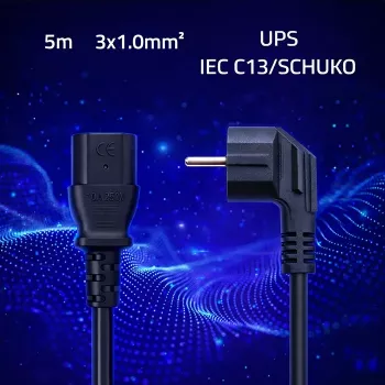 QOLTEC kabel za napajanje SCHUKO CEE kutni utikač IEC C13 5m crni
