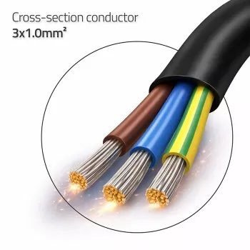 QOLTEC strujni kabel SCHUKO CEE kutni utikač Cu ogoljen 1,5m crni