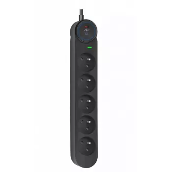 ART F2110 produžni kabel s 5 utičnica 16A 3m crni