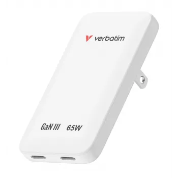 Verbatim Slim GaN punjač 2 porta 65W (EU/UK/US) bijeli