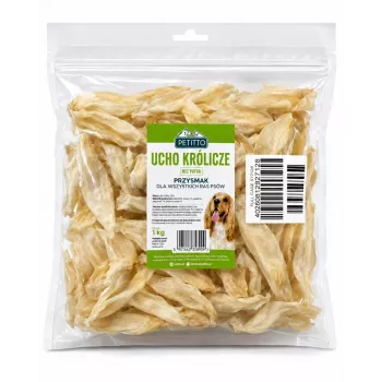 PETITTO zečje uho za žvakanje za pse - bez krzna, 1 kg
