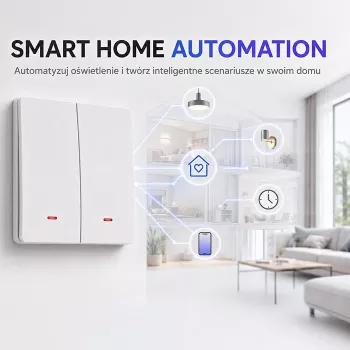 QOLTEC pametni Wi-Fi prekidač svjetla 2-Gang timer Tuya bijeli
