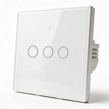 Qoltec pametni touch prekidač svjetla 3-struki Wi-Fi timer Tuya bijeli