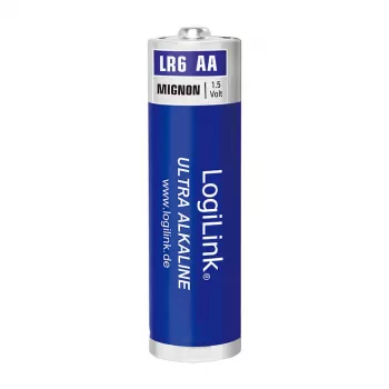 LogiLink Ultra Power Alkaline AA Batteries, 8-Pack Shrink Foil, 1.5V LR6, 10-Year Shelf Life