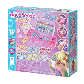 EPOCH Aquabeads Nail Studio početni set - set za ukrašavanje noktiju perlicama na vodu za djecu, više od 100 dizajna, nokti za višekratnu upotrebu, bez ljepila, od 4 godine