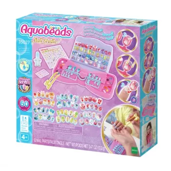 EPOCH Aquabeads Nail Studio početni set - set za ukrašavanje noktiju perlicama na vodu za djecu, više od 100 dizajna, nokti za višekratnu upotrebu, bez ljepila, od 4 godine