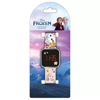 PULIO digitalni LED sat Diakakis, dječji sat Frozen s crvenim LED zaslonom, plavo/ljubičasta silikonska narukvica, službeni Disney Frozen motiv