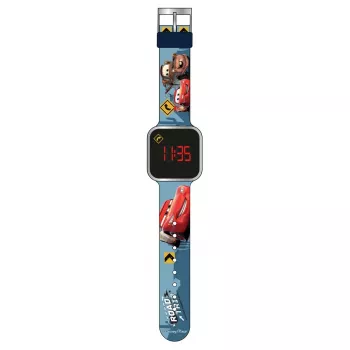 PULIO dječji digitalni sat s LED zaslonom, motiv Disney Pixar Cars, crveno-crni