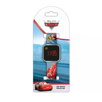PULIO dječji digitalni sat s LED zaslonom, motiv Disney Pixar Cars, crveno-crni